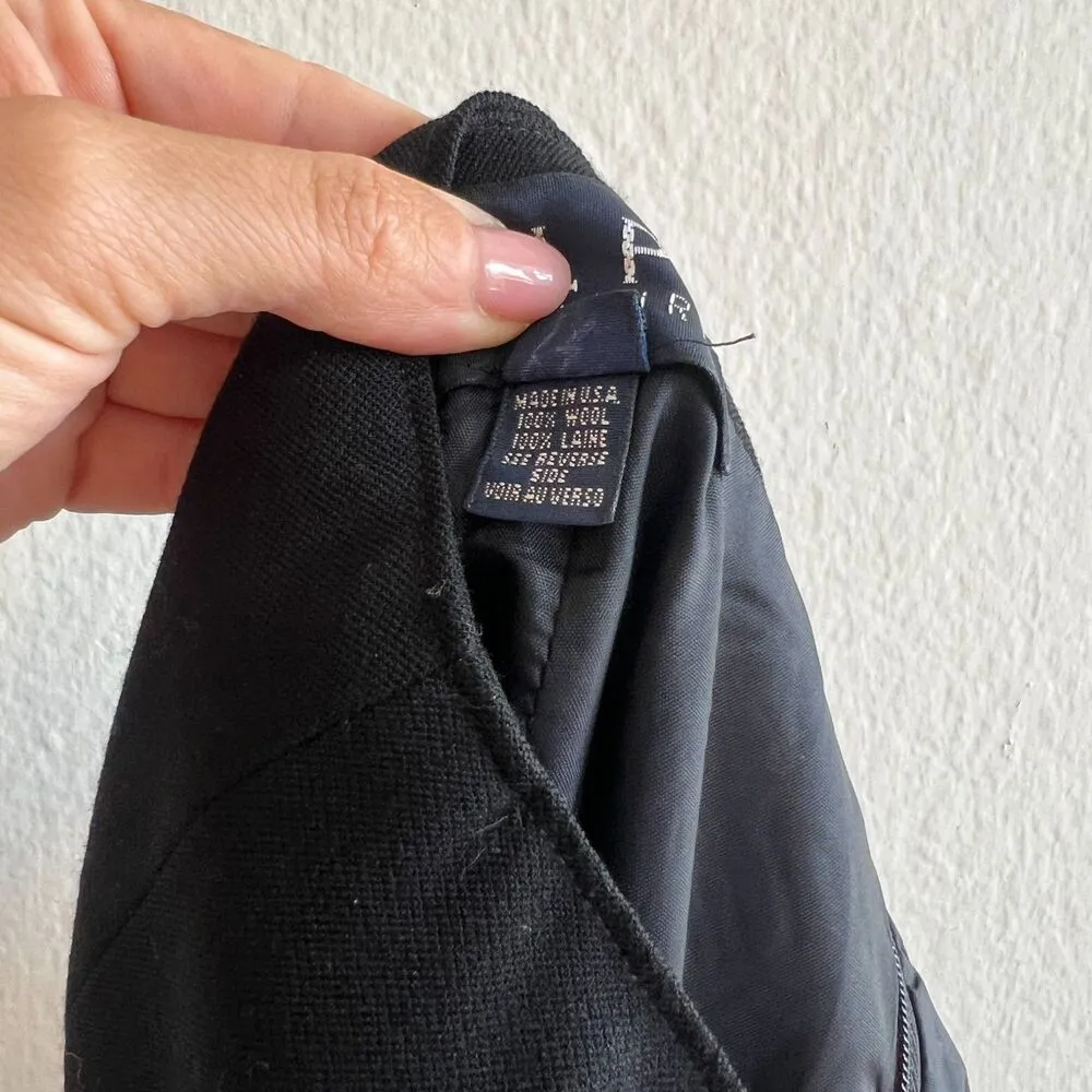 RARE RALPH LAUREN Vintage 90s Wool Black Red Heart Embroidery Mini Skirt Women 6 - Image 4