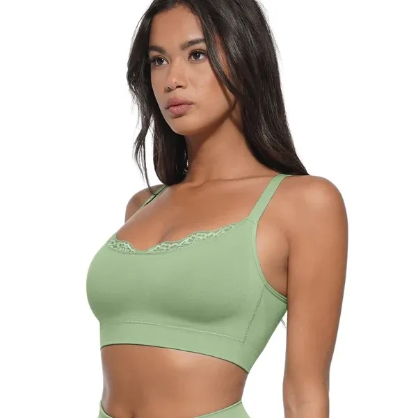 Green Lace Trim Bralette NWOT Size L - Image 2
