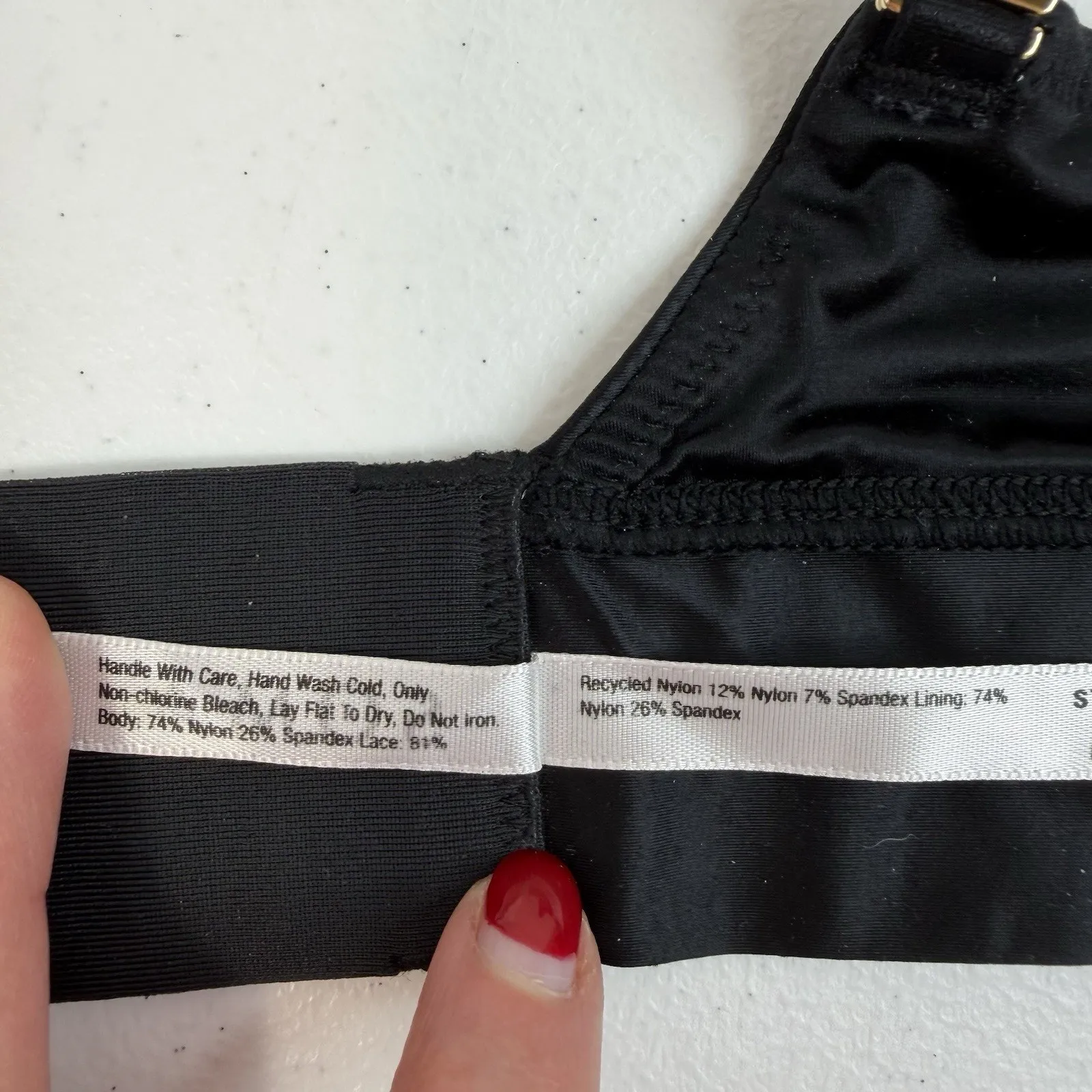 Soma L Large Stretch Satin Luster Bralette with Lace Black Wireless Wire Free - Image 13