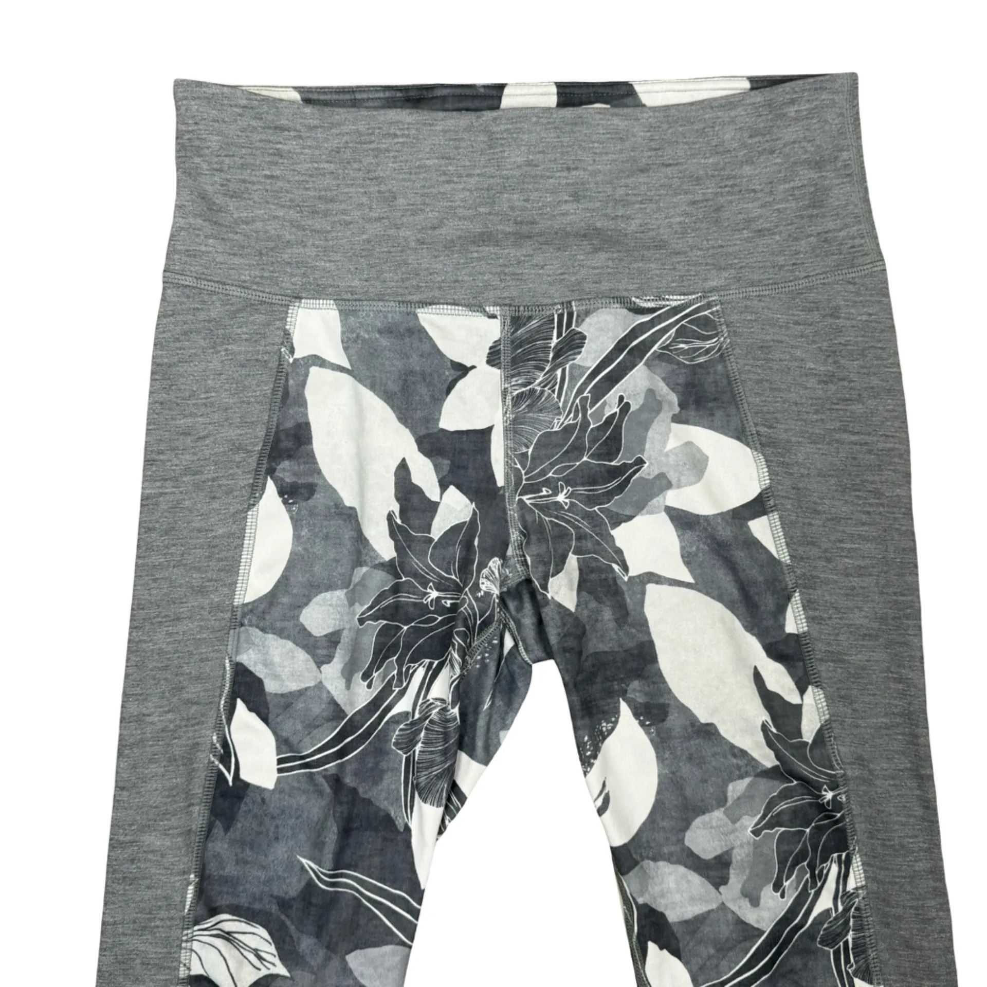 Athleta Chaturanga High Rise Tropical Flow Tight Leggings Pant Cobblestone Gray - Image 5