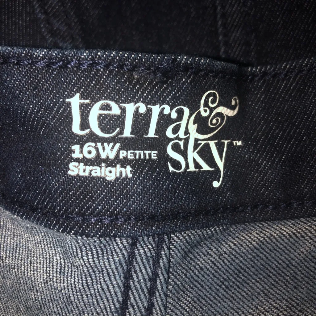 TERRA & SKY Womens Straight Leg Jeans Size 16W Petite High Rise Dark Wash New - Image 4