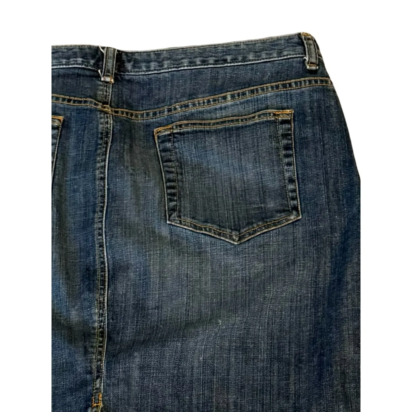 LANDS END Womens Denim Skirt Size 16 Blue Short Jean Skirt Pockets Zip Close - Image 7