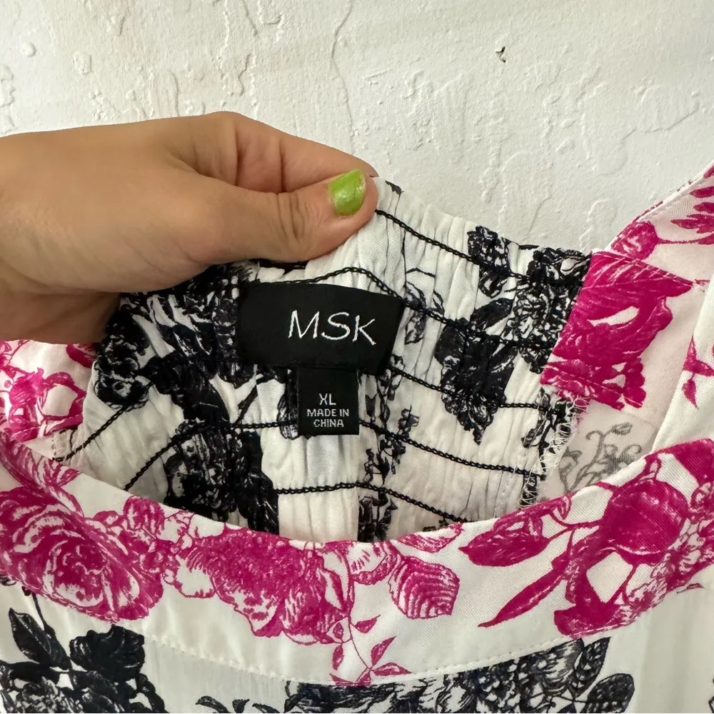 MSK Multi Floral Patchwork Style Maxi Tank Smock Back Dress XL NWT Pink - Image 9