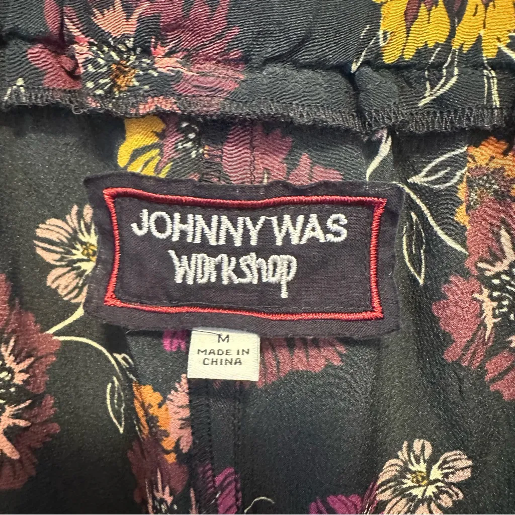 Johnny Was Workshop Multicolor Floral Silk Palazzo Pants Size Medium - Image 5