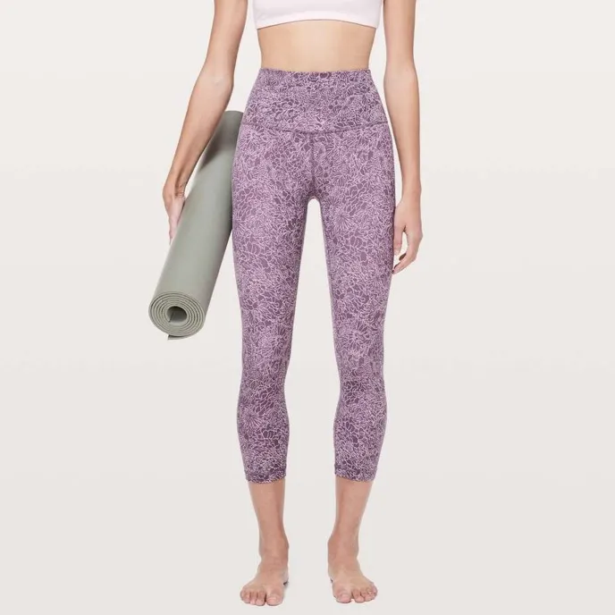 💜Lululemon Align Crop Purple Floral Patterned Leggings - Image 2