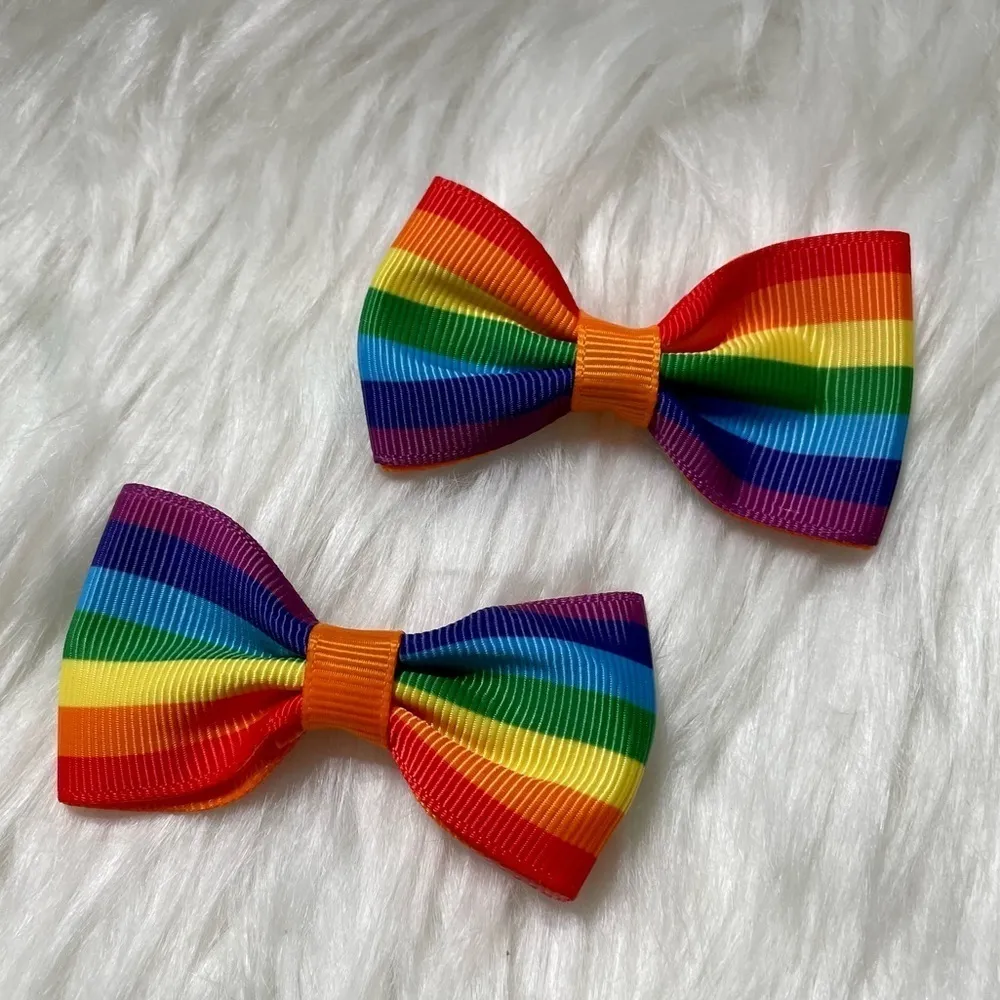 Rainbow Hair Clips Bows Pride Cheer Set of 2 - Image 8