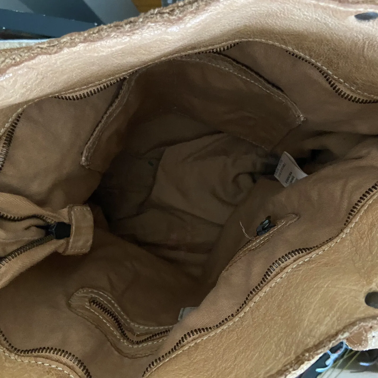 Origi Pelle Made In Italy Large Leather Light Brown Purse Handbag 14x3x15 - Image 6