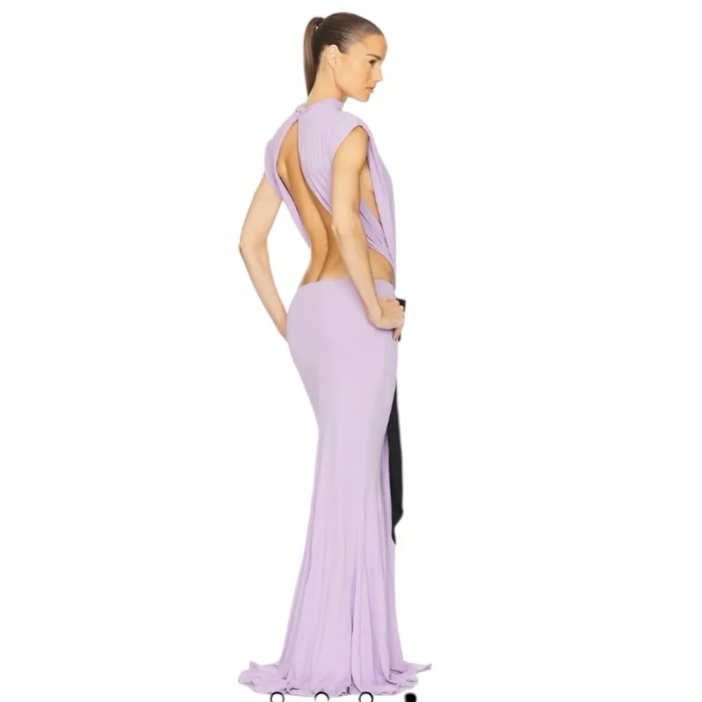 Helsa - NWT Constantina Jersey Dress With Bow in Amethyst Sz XL - Image 4