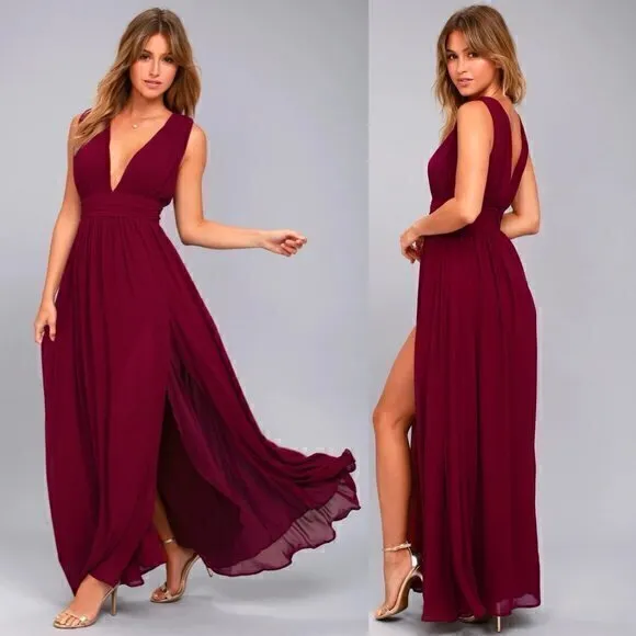 Lulu's Heavenly Hues Burgundy Maxi Dress Size S - Image 2