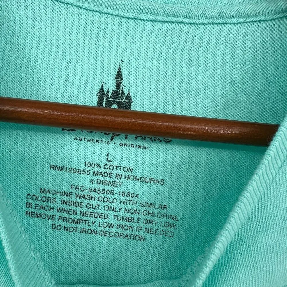 Disney Parks Arendelle Aqua Metallic Mickey Mouse Adult Size Large T-Shirt - Image 8