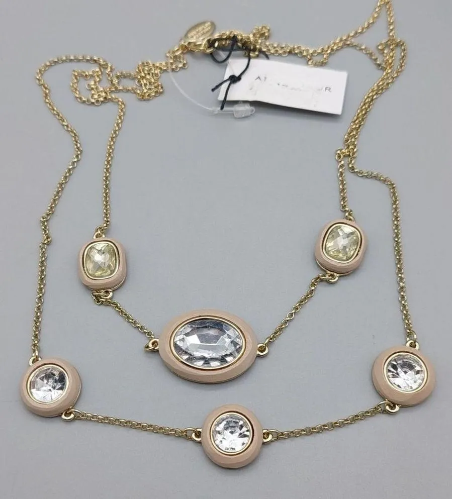 New Ann Taylor Collar Necklace Gold Tone Crystals Stations Bib Collar 20" NWT - Image 6