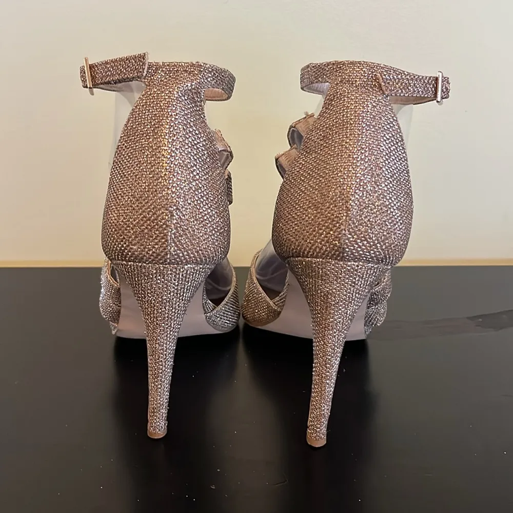 Call It Spring, Gold fabric ankle strap stiletto pointy toe - Image 6