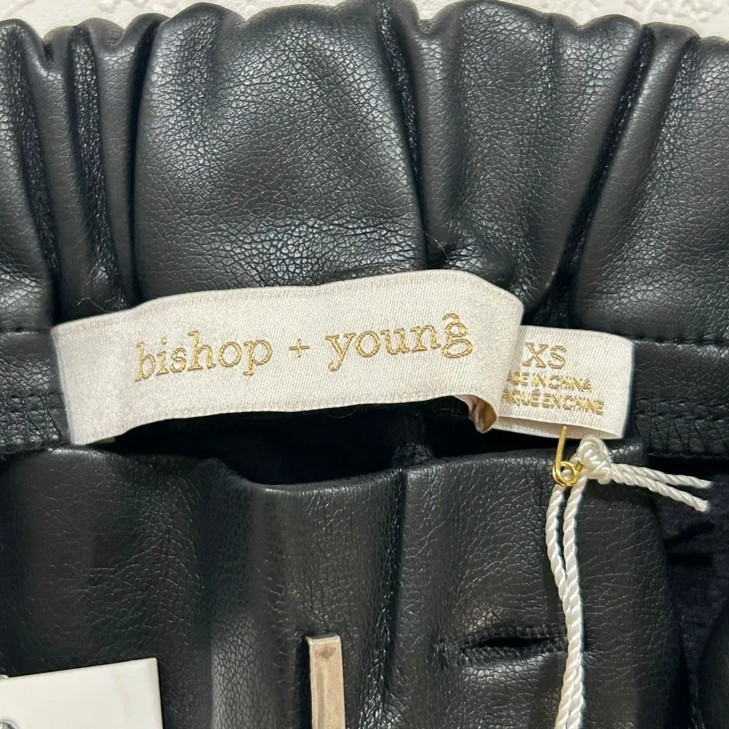 Bishop + Young Maya Vegan Leather Pants XS Black Elastic Waist NWT - Image 4