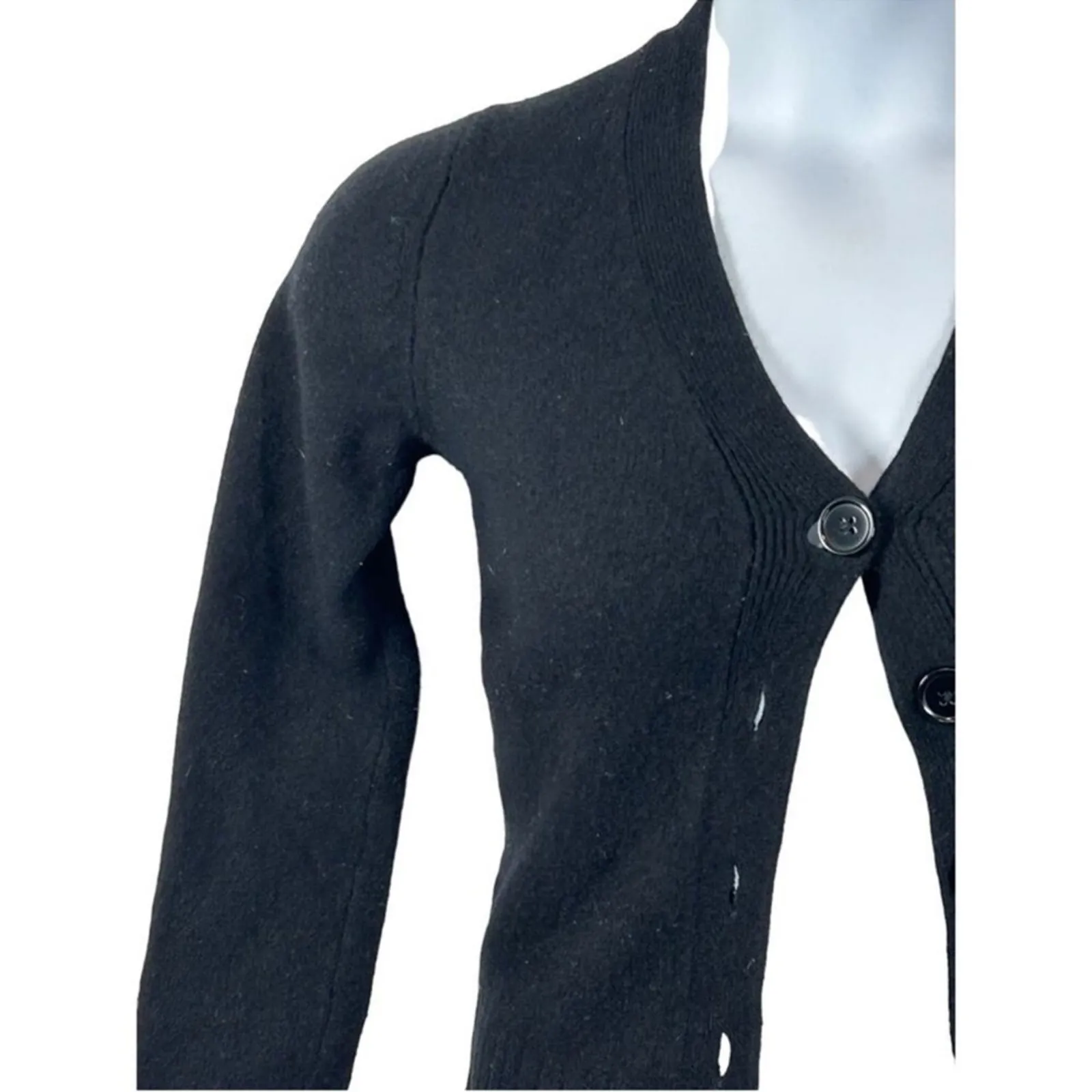 Vintage Y2K GAP Black Lambswool Button Cardigan Sweater Size Small - Image 5