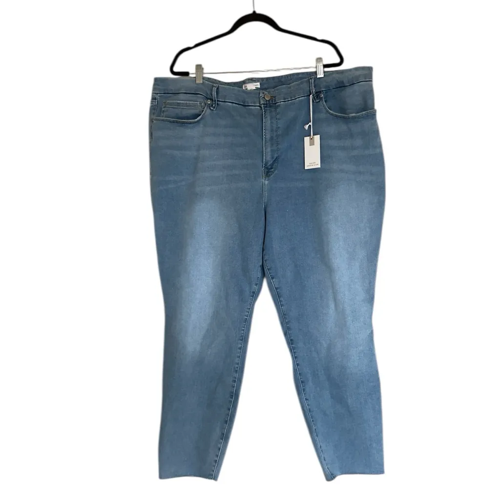 NWT GOOD AMERICAN Always Fits Good Waist Raw Hem High Waist Skinny Jeans 28-32 - Image 3