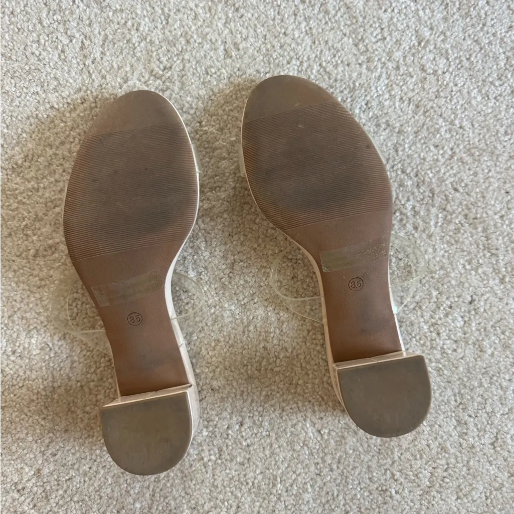 Elegant Clear Strap Block Heel Sandals Size 8.5 - Image 4