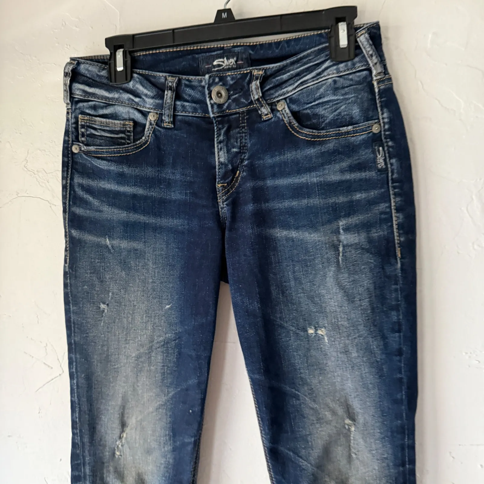 Silver Jeans Co. Suki Capri Womens Denim Jeans W28 Distressed Blue Size 28 - Image 3