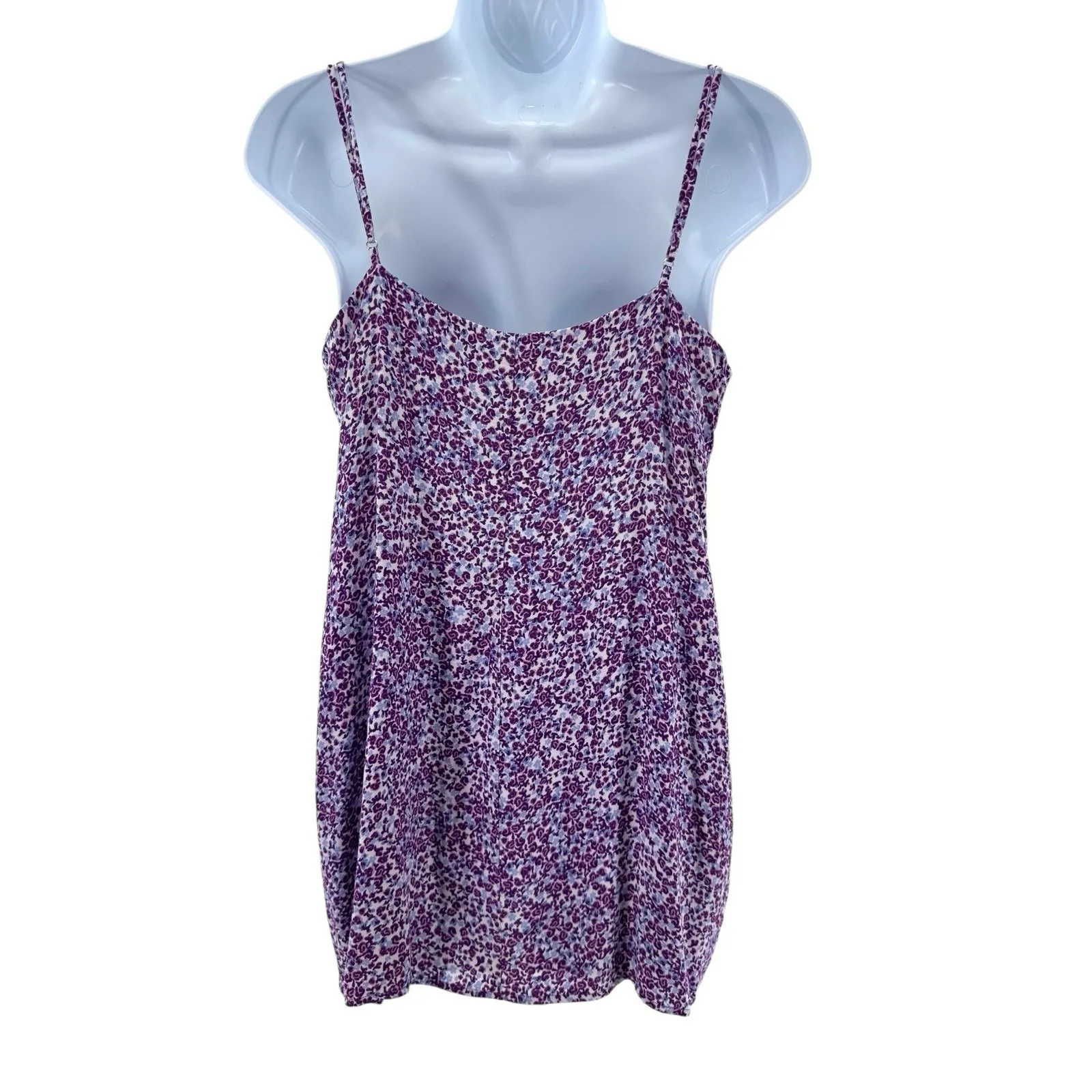 Reformation Purple Floral Print‎ Mini Slip Dress Medium Spaghetti Straps Girly - Image 3