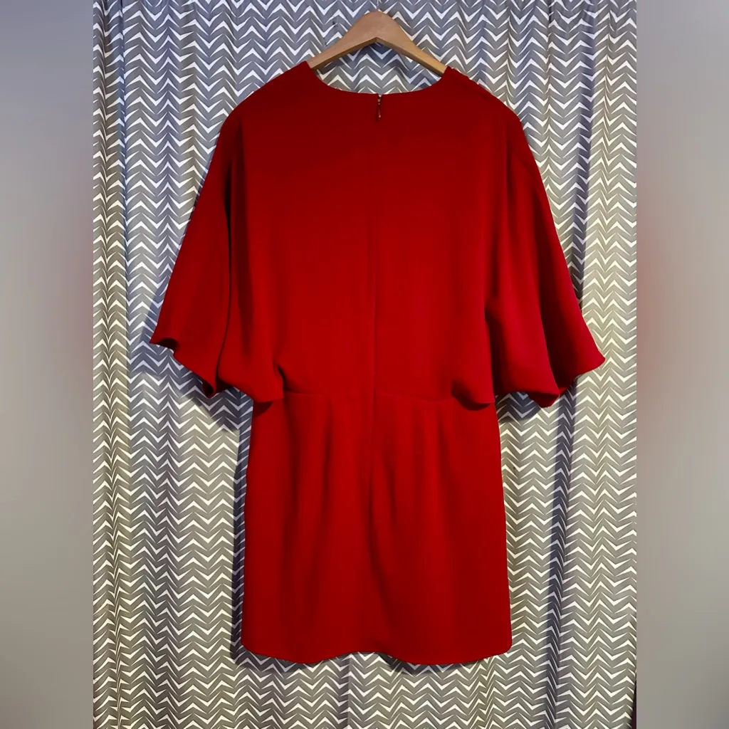 Halston Heritage Women's Kimono Sleeve Faux Wrap Dress, Currant, Sz 4 - Image 6