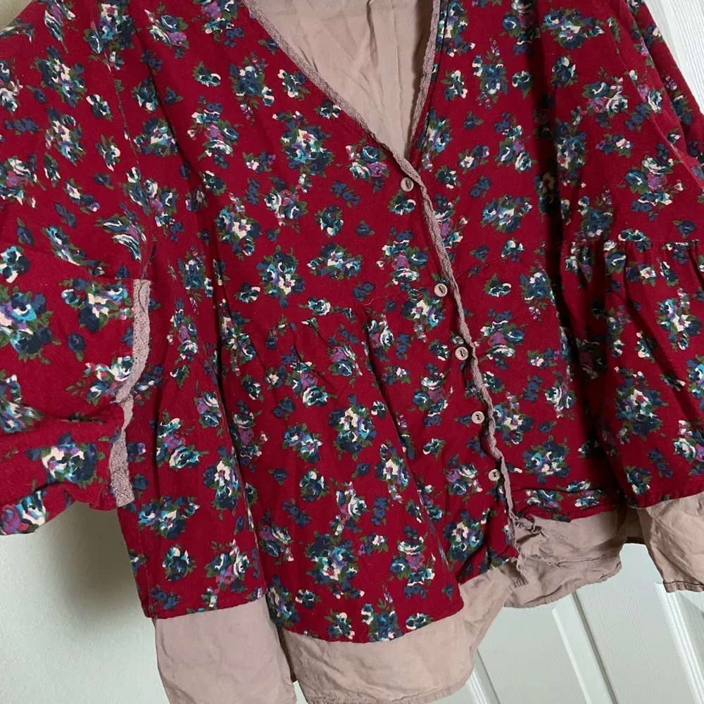 YOINS Burgundy bohemian tunic, floral boho tunic size XXL - Image 6