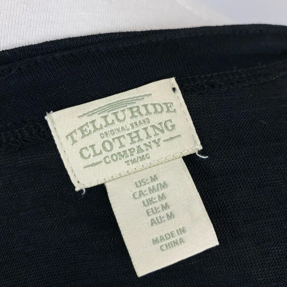 Floral Embroidered Puff Sleeve Blouse Top Telluride Clothing Medium Black - Image 8