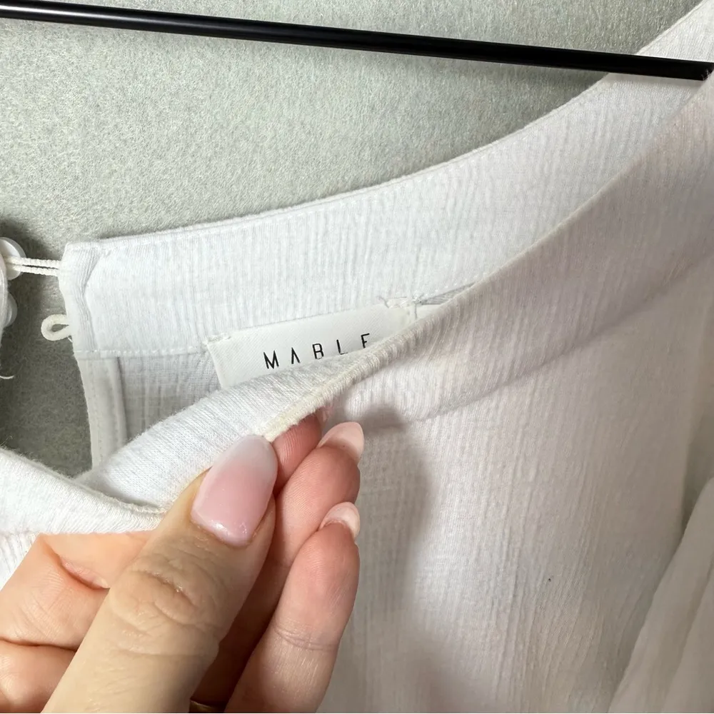 Mable Womens Romper Outfit White Balloon Sleeve Minimalist Coastal Casual size L Size L - Image 14