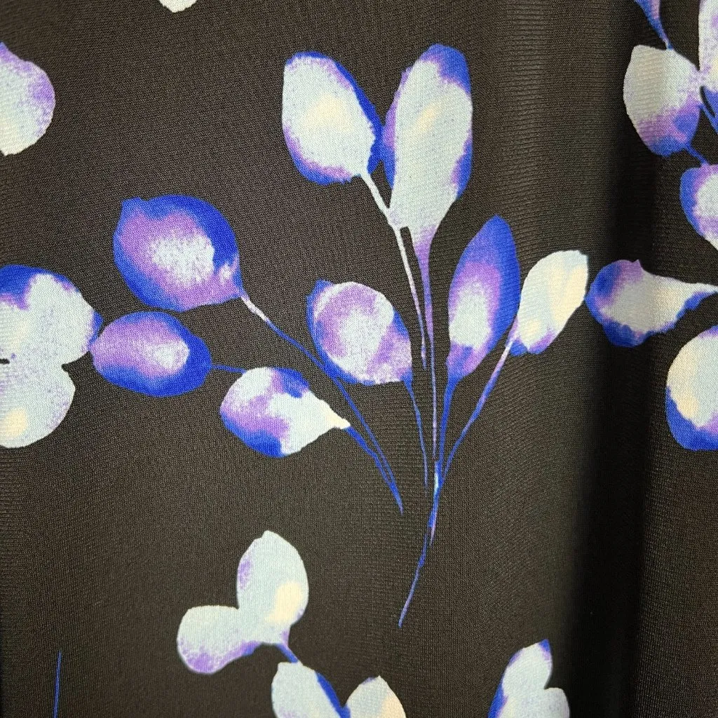 Sabrina Collective Midi Dress 4X Black Purple Floral Sheath Keyhole Long‎ Sleeve - Image 10