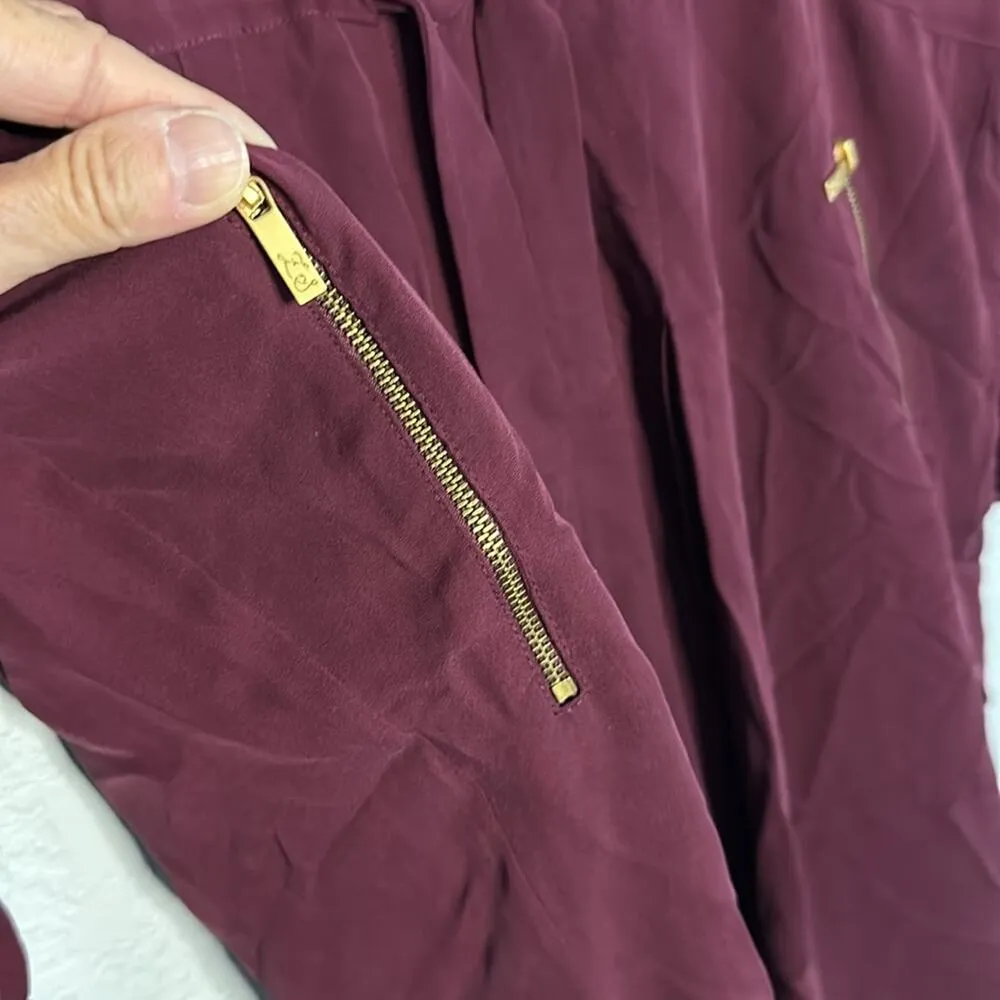 Z Spoke Zac Posen Burgundy Shirt Dress 100% Silk City Chic Going Out Date Zipper Red Size 10 - Image 5