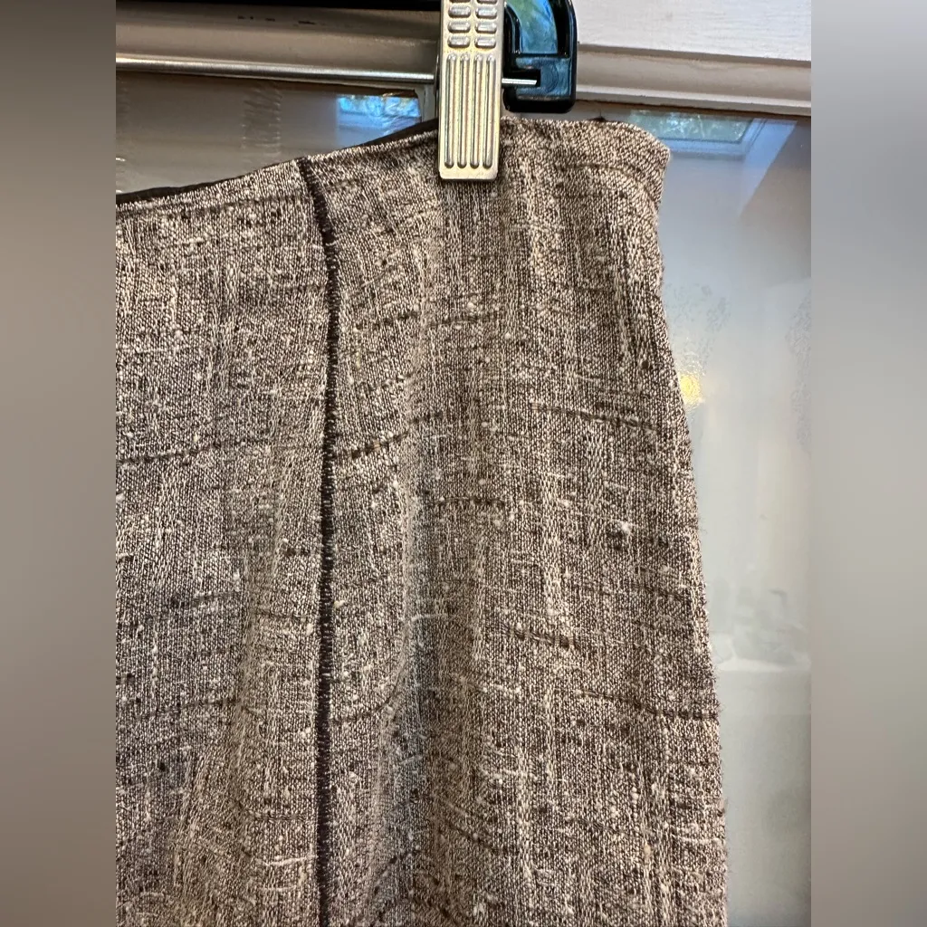 Vintage Carlisle Silk Tweed Beige Cream Tan A-Line Skirt Women’s Size 12 Large - Image 2