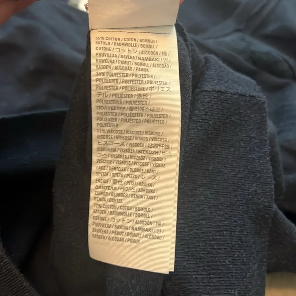 Abercrombie Lace Front Long Sleeve TShirt Navy Size Small - Image 8