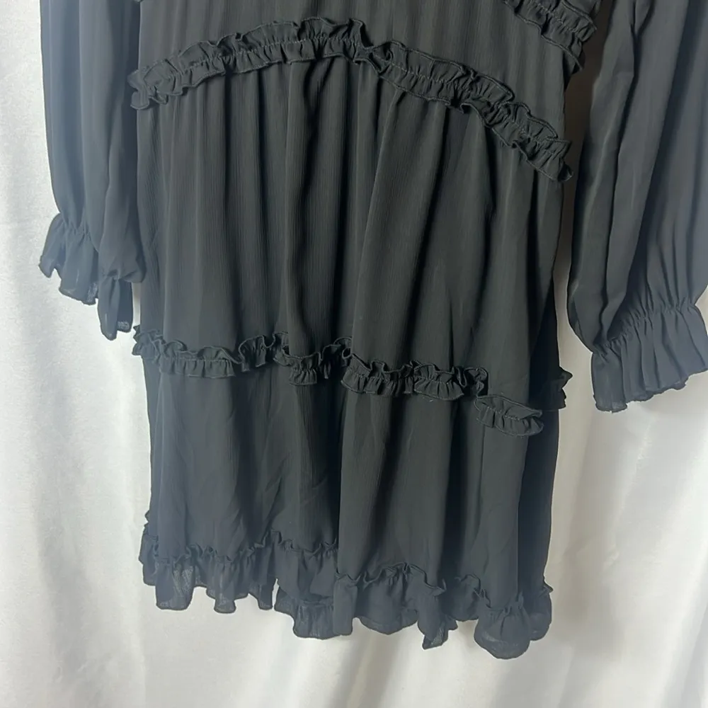 Ruffle Black Mini Dress Open Back Size L Gothic Western Size L - Image 3