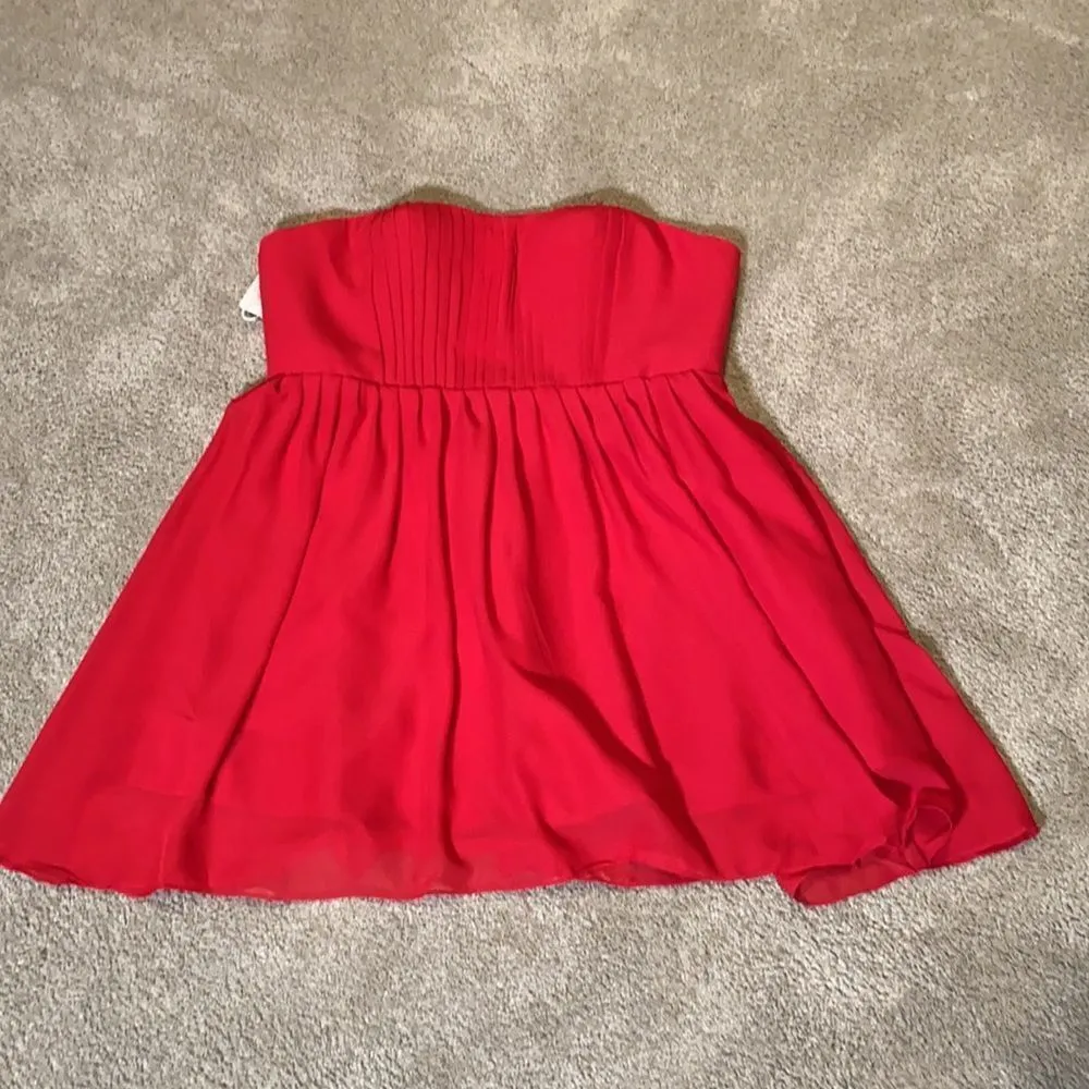 Women’s Burgundy Short Strapless Chiffon Party Prom Dress XXL NWT Red - Image 5