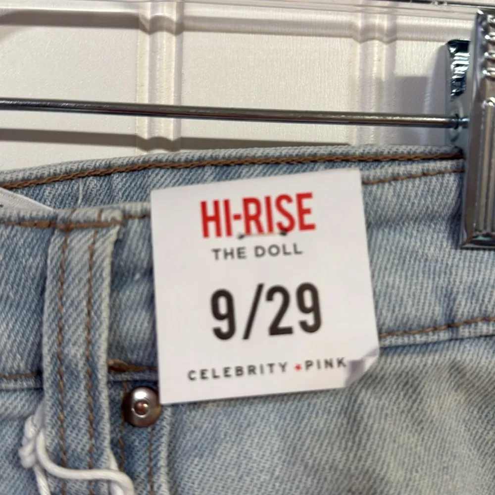 NWT Celebrity Pink The Doll High Rise Denim Cut Off Shorts Embroidered Flowers - Image 2