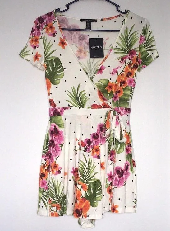 NWT Floral Mock Wrap Romper - Image 3