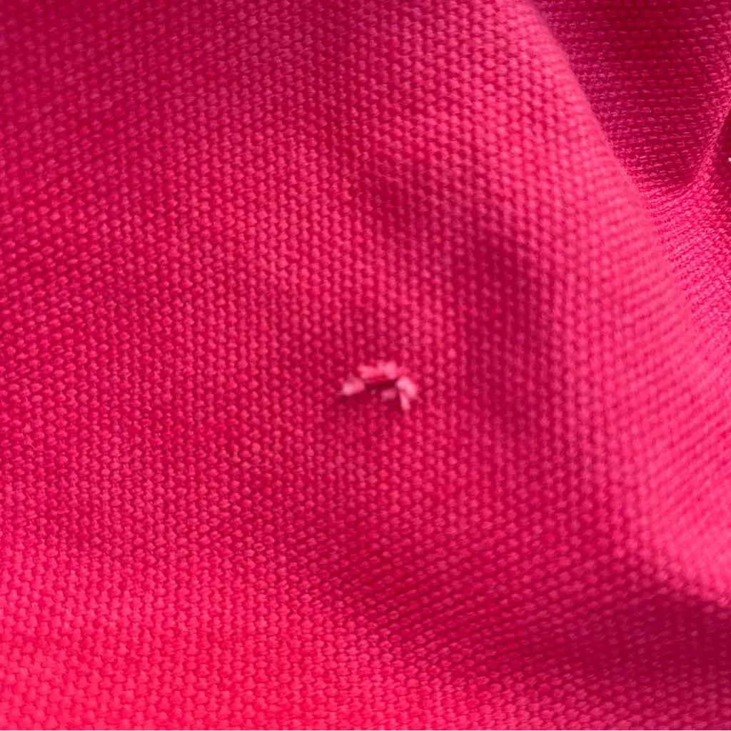 Country Road (AUS) Duffle Weekender Bag Zipper Tote Red Canvas White Polka Dot - Image 11