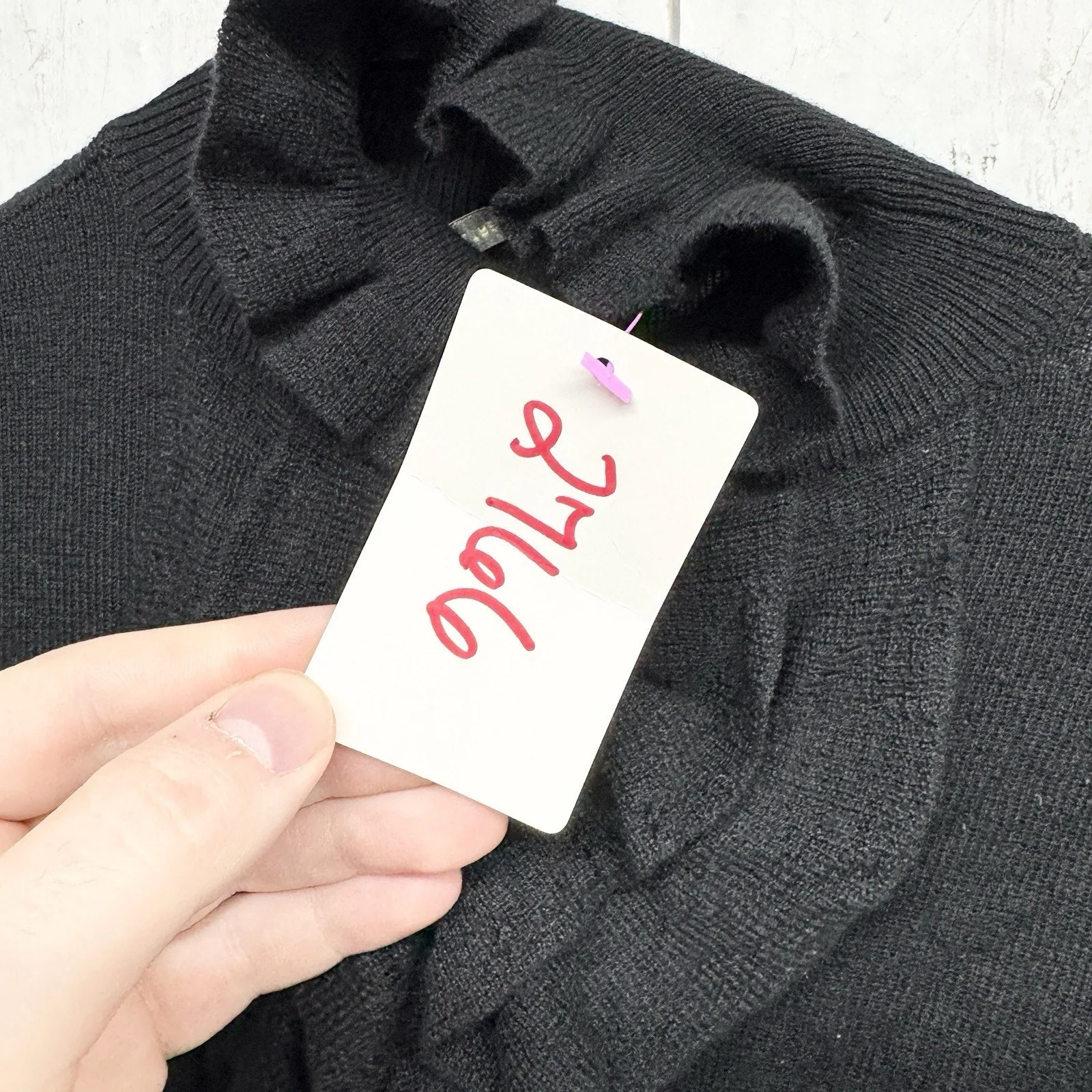 Twelfth Street by Cynthia Vincent Sweater Women Sz PS Ruffle Neck Long Sleeve Black - Image 2