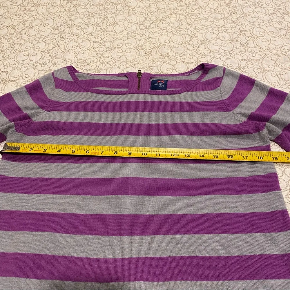 Tommy “Girl” Hilfiger Women’s Purple and Gray Long Sleeve Sweater Size Large - Image 5