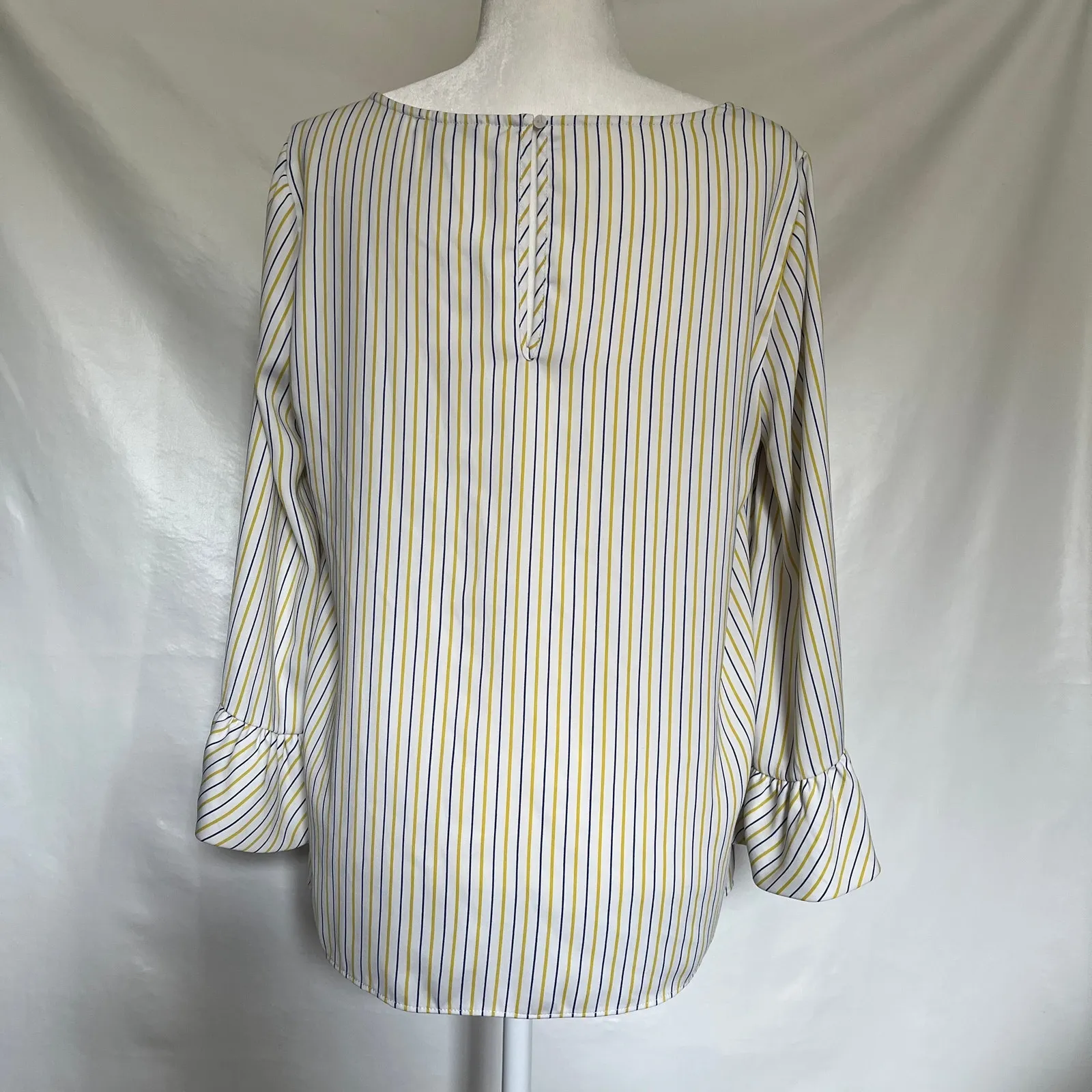 Carolina Belle Bell Sleeve Womens Top Sz Large Stripe Ruffle Preppy Coastal - Image 7