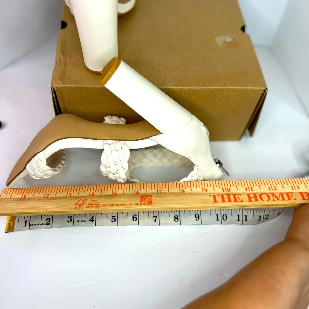 Women’s sz 7 Ermonn New In Box Ivory/off white Braided straps Chunky High Heel - Image 10