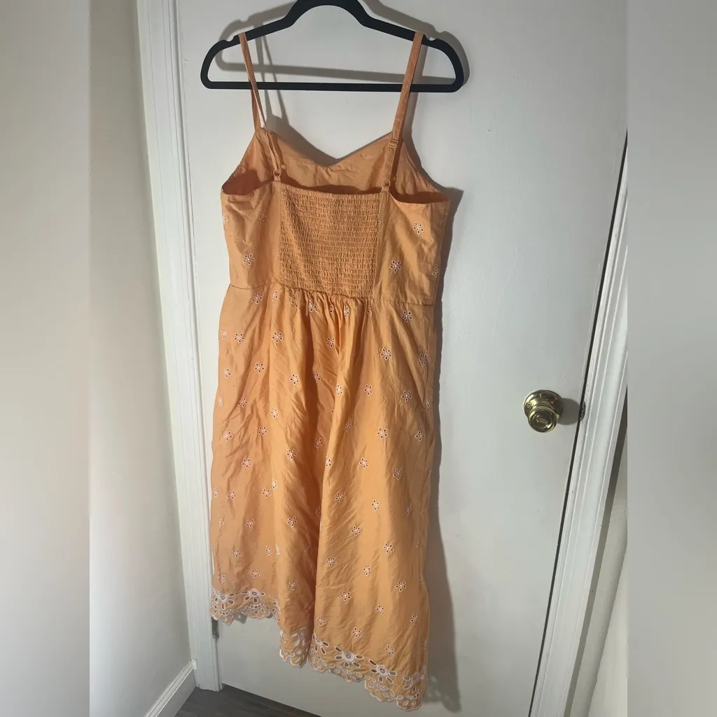 Old Navy Peach Fit & Flare Eyelet Midi Dress - Image 6