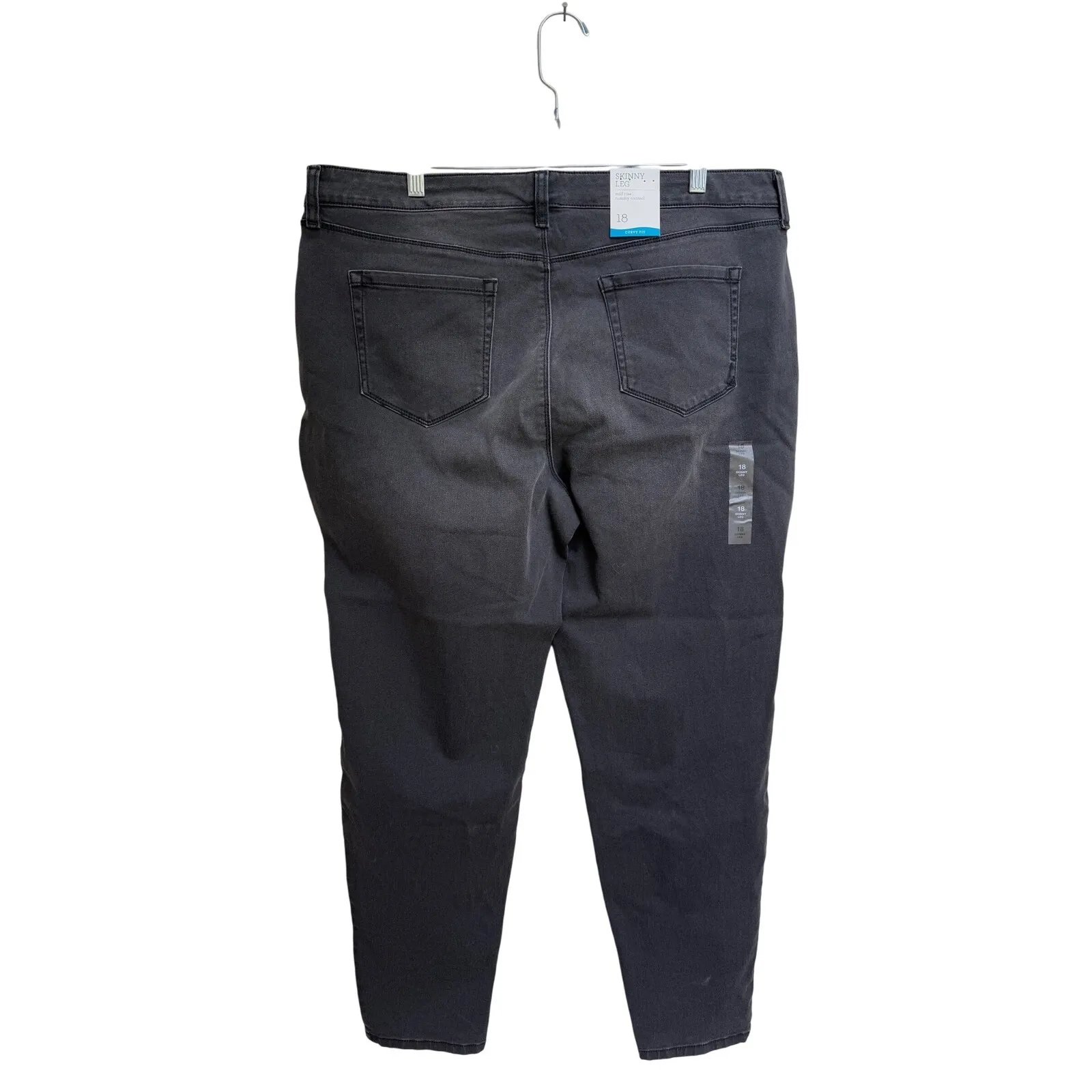 Style & Co Curvy Fit‎ Skinny Leg Mid Rise Tummy Control Jeans Size 18 Black - Image 6