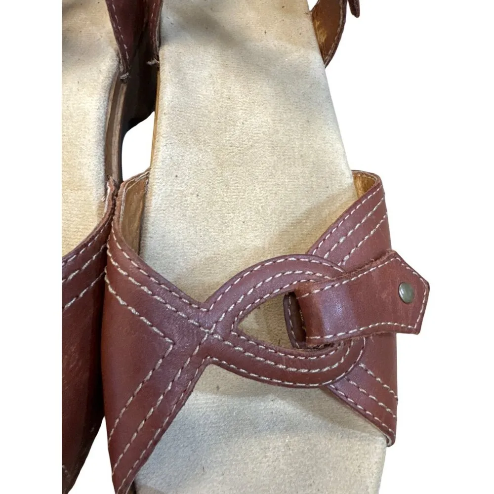 Dansko Womens Brown Leather Slip-On Wedge Sandals Size 9.5/42 SKU8124 - Image 11