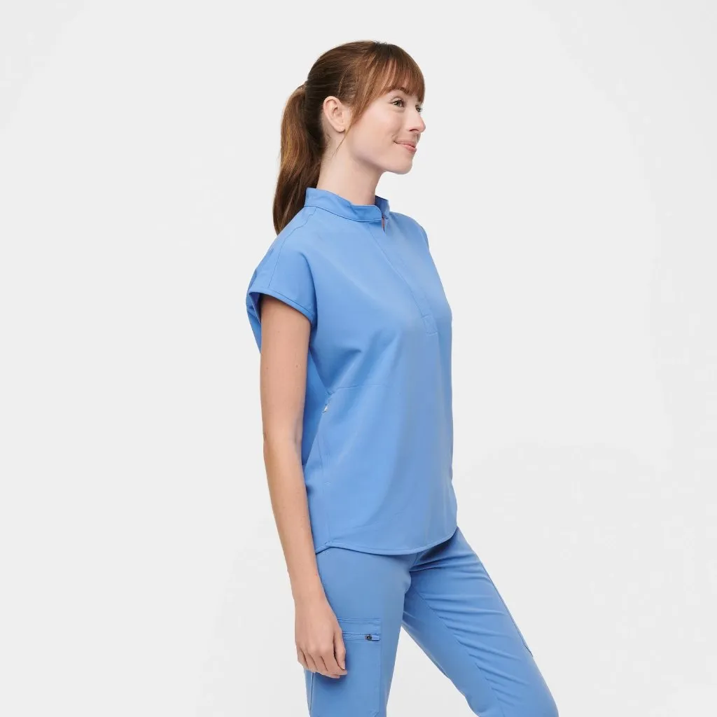 Figs Rafaela Oversized Scrub Top in Ceil Blue, Size X-Large - Image 3