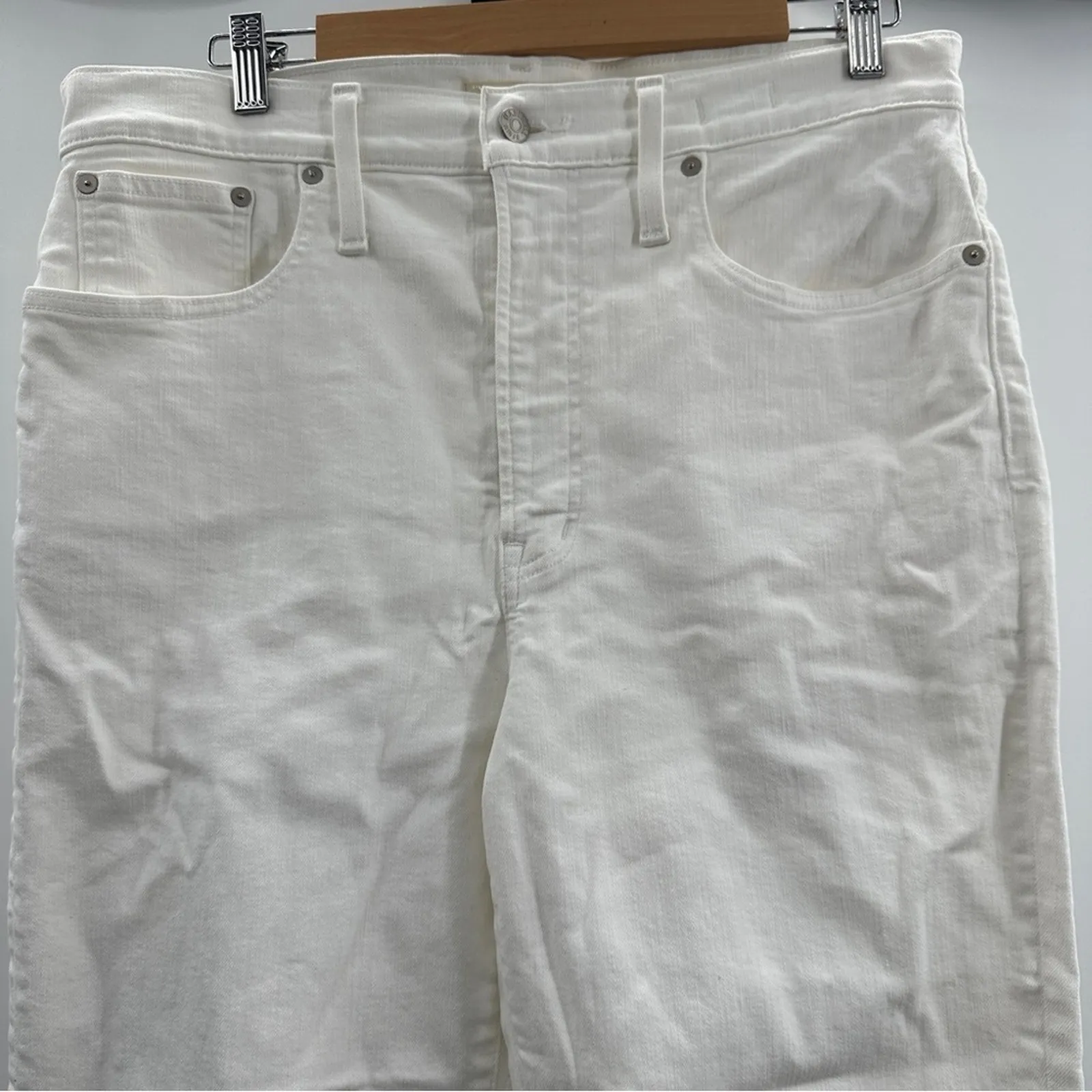 Madewell The Perfect Vintage Crop Jeans in Tile White: Raw-Hem Edition Sz 31‎ - Image 4