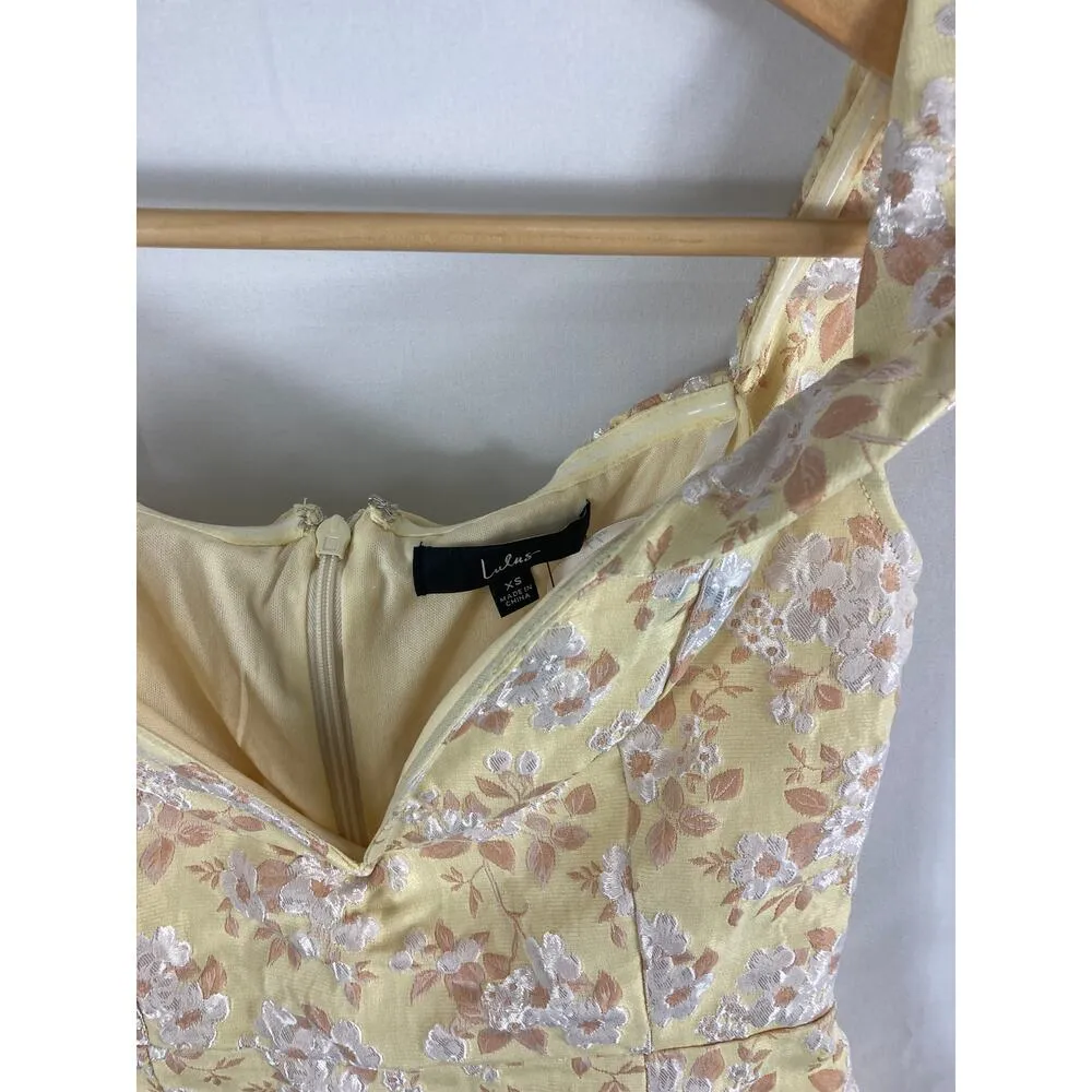 NWT Lulus Favorite Song Yellow Jacquard Off Shoulder Mini Dress Size XS - Image 4