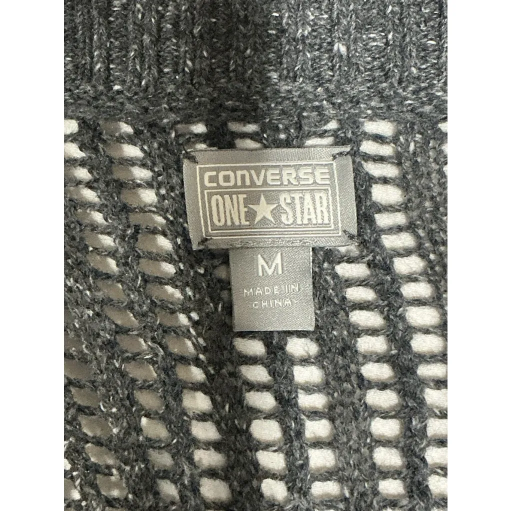 Woman’s Converse All Star Medium Dark Gray Open Knit Pullover Sweater - Image 3