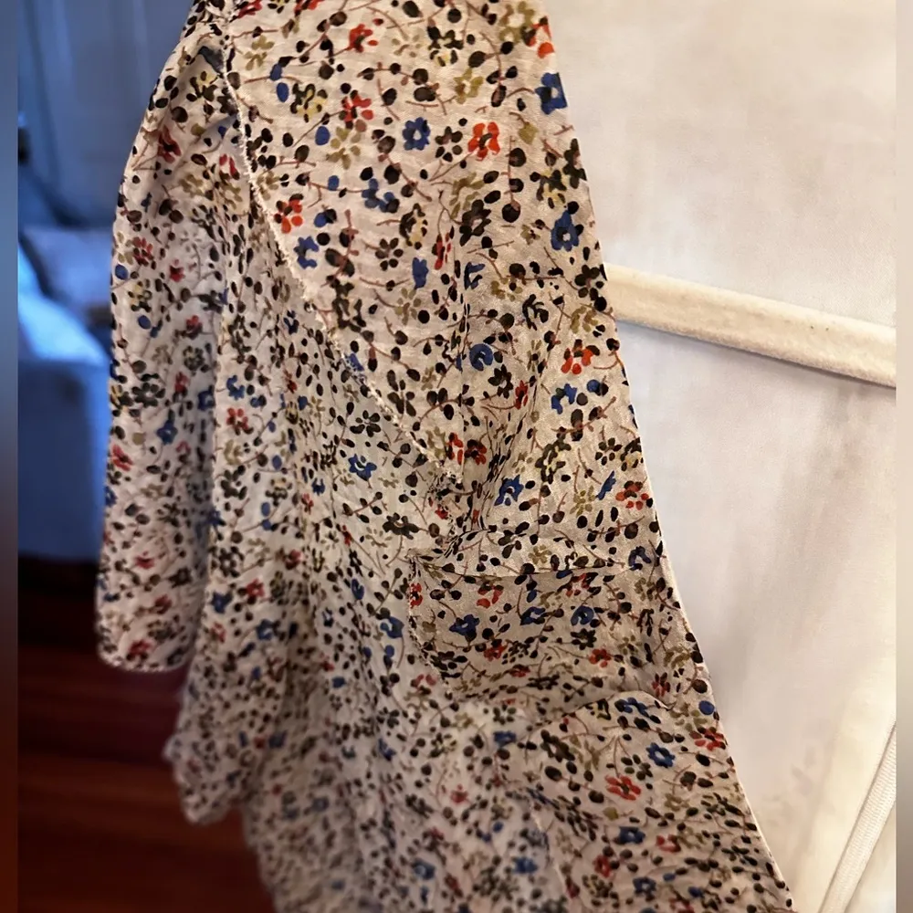 Madewell silk ruffle mini dress sz 10 floral - Image 7