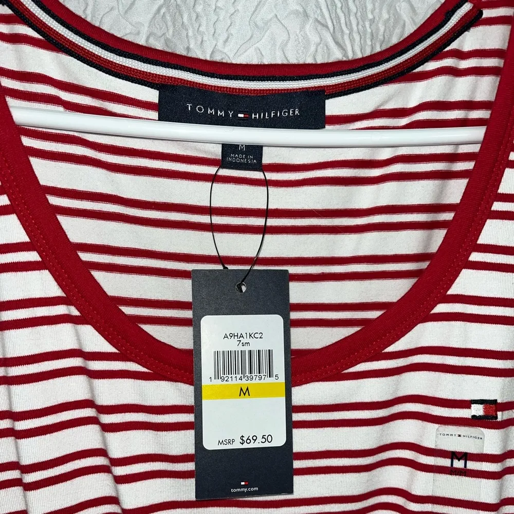 Dresses | Sleeveless Scoop Neck -White Striped Knit Short, Red, - Image 5