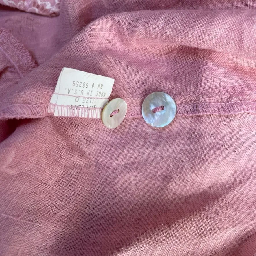 Vintage Wear Abouts Santa Fe Coquette Dress Women XS/S Pink 100% Linen Floral - Image 6