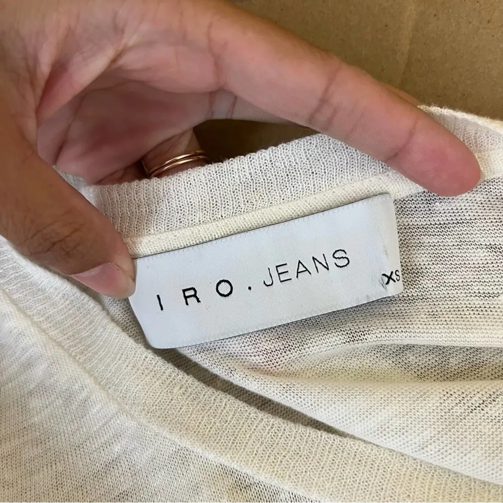 IRO Jeans Cream Distressed Birtie Linen Destroyed Tee - Image 7